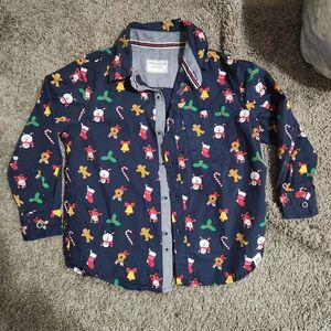 Free Planet Festive Navy Button Down Shirt